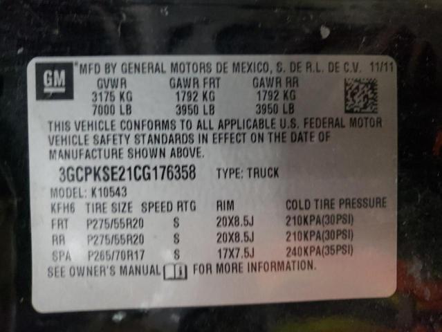 3GCPKSE21CG176358 - 2012 CHEVROLET SILVER1500 BLACK photo 10