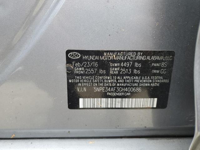 5NPE34AF3GH400686 - 2016 HYUNDAI SONATA SPO SILVER photo 10