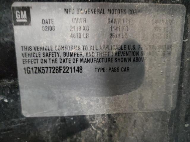 1G1ZK57728F221148 - 2008 CHEVROLET MALIBU LTZ 黑色 照片 10