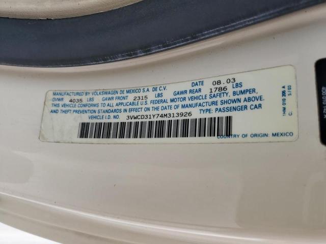 3VWCD31Y74M313926 - 2004 VOLKSWAGEN NEW BEETLE 米色 照片 10