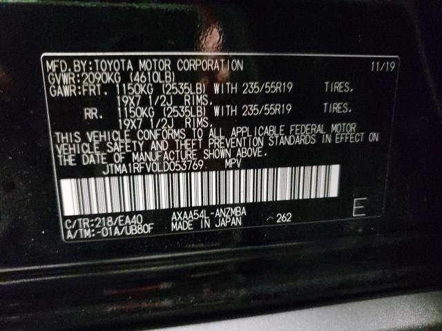 JTMA1RFV0LD053769 - 2020 TOYOTA RAV4 XLE P BLACK photo 10