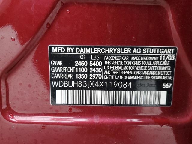 WDBUH83JX4X119084 - 2004 MERCEDES-BENZ E 500 4MAT BURGUNDY photo 10