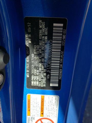 JF1ZCAB19D1600225 - 2013 SUBARU BRZ 2.0 PR BLUE photo 10