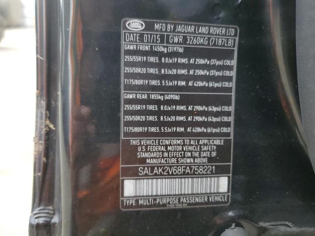 SALAK2V68FA758221 - 2015 LAND ROVER LR4 HSE LU BLACK photo 10