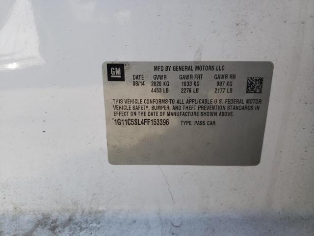 1G11C5SL4FF153396 - 2015 CHEVROLET MALIBU 1LT 白色 照片 10