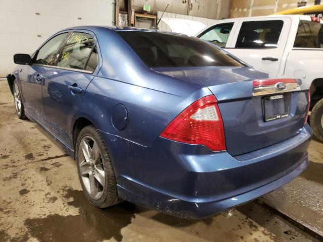 3FAHP0DC8AR269308 - 2010 FORD FUSION SPO BLUE photo 3