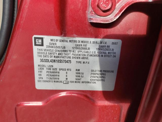 3GSDL43N18S570475 - 2008 SATURN VUE XE RED photo 10