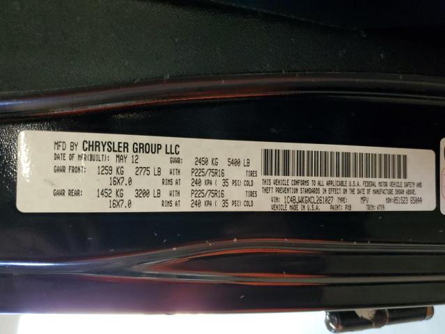 1C4BJWKGXCL261027 - 2012 JEEP WRANGLER U შავი ფოტო 10