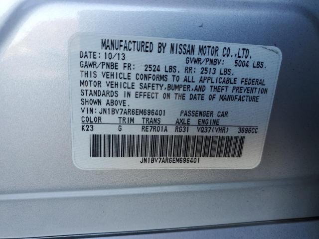 JN1BV7AR6EM696401 - 2014 INFINITI Q50 BASE SILVER photo 10