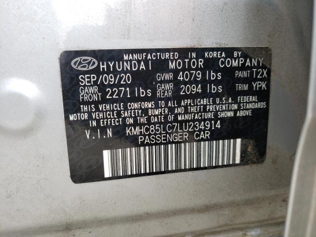 KMHC85LC7LU234914 - 2020 HYUNDAI IONIQ SEL SILVER photo 10