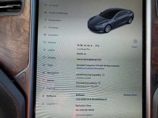 5YJSA1E25MF427767 - 2021 TESLA MODEL S GRAY photo 8