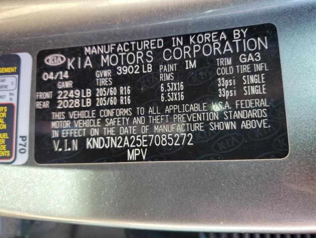 KNDJN2A25E7085272 - 2014 KIA SOUL GRAY photo 10