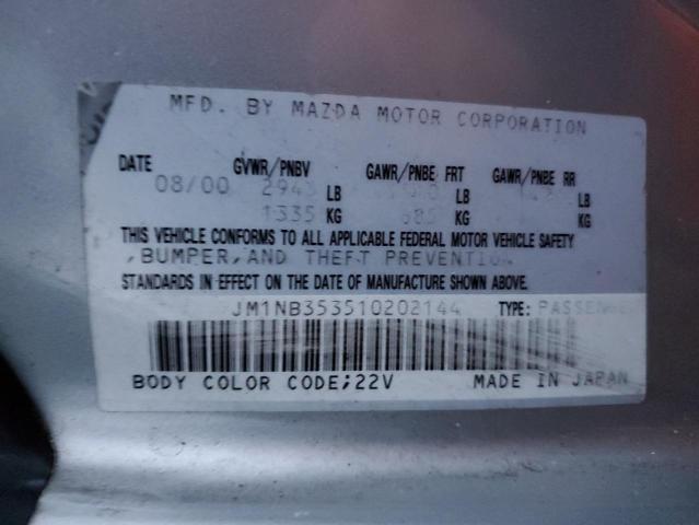 JM1NB353510202144 - 2001 MAZDA MX-5 MIATA SILVER photo 10