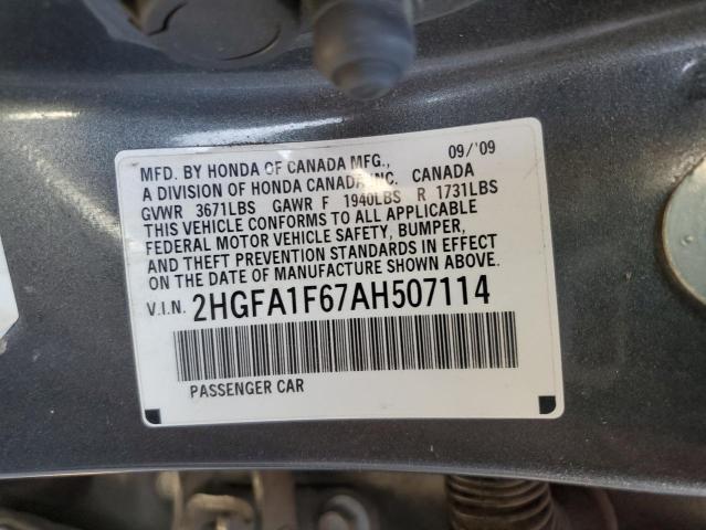 2HGFA1F67AH507114 - 2010 HONDA CIVIC LX-S Boz foto 10