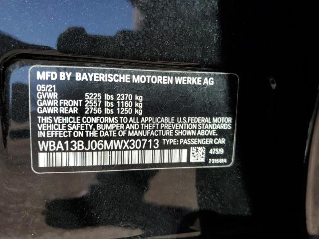 WBA13BJ06MWX30713 - 2021 BMW 530 XI BLACK photo 12