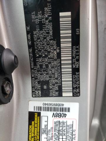 5TDZA23C56S478765 - 2006 TOYOTA SIENNA SILVER photo 10