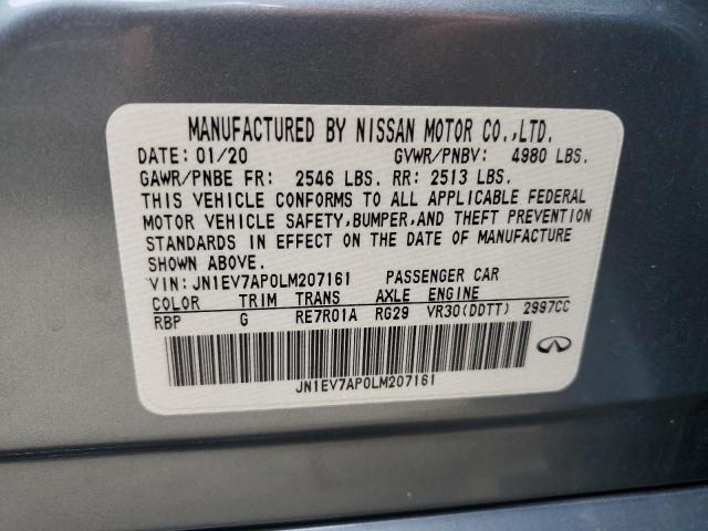 JN1EV7AP0LM207161 - 2020 INFINITI Q50 PURE BLUE photo 10