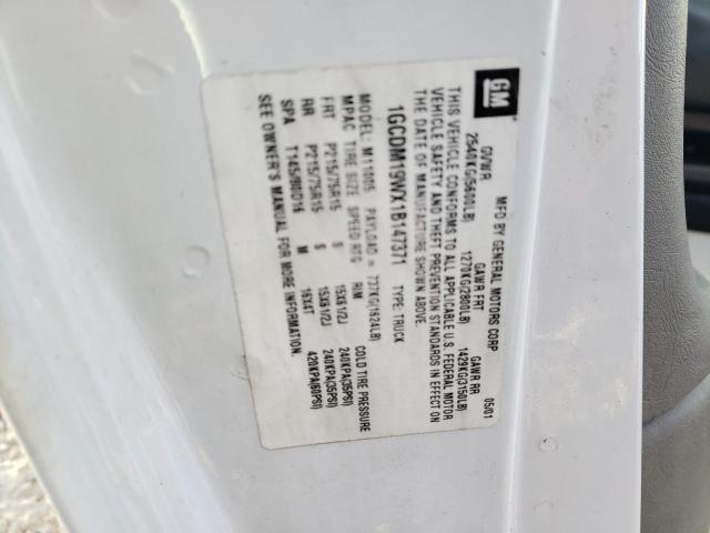 1GCDM19WX1B147371 - 2001 CHEVROLET ASTRO WHITE photo 10