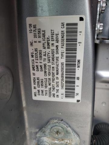 1HGCP26489A058395 - 2009 HONDA ACCORD LXP SILVER photo 10