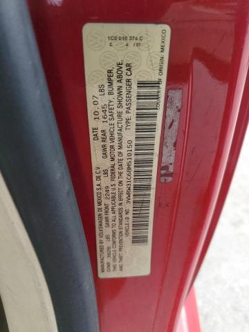 3VWRW31C68M510150 - 2008 VOLKSWAGEN NEW BEETLE 红色 照片 10