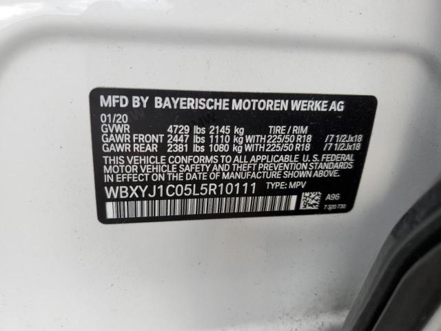 WBXYJ1C05L5R10111 - 2020 BMW X2 XDRIVE2 Սպիտակ լուսանկար 10