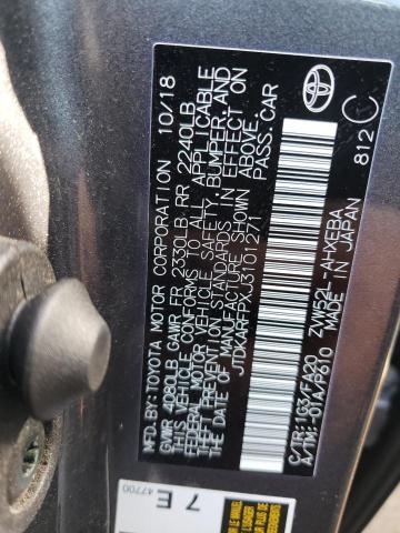 JTDKARFPXJ3101271 - 2018 TOYOTA PRIUS PRIM 灰色 照片 10