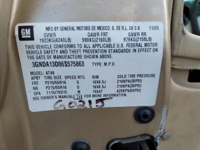 3GNDA13D86S575863 - 2006 CHEVROLET HHR LS BEIGE photo 10