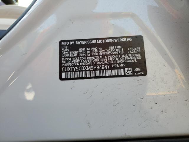 5UXTY5C0XM9H84947 - 2021 BMW X3 XDRIVE3 WHITE photo 10