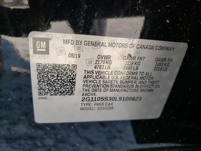 2G1105S30L9100823 - 2020 CHEVROLET IMPALA PRE შავი ფოტო 10