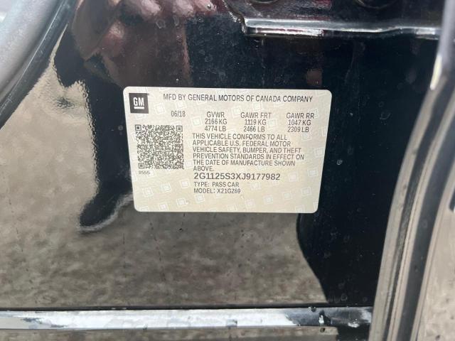 2G1125S3XJ9177982 - 2018 CHEVROLET IMPALA PRE შავი ფოტო 9