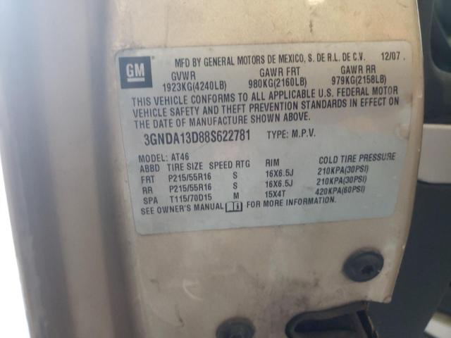 3GNDA13D88S622781 - 2008 CHEVROLET HHR LS GOLD photo 10