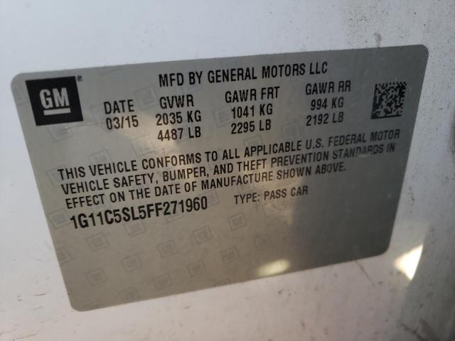 1G11C5SL5FF271960 - 2015 CHEVROLET MALIBU 1LT 白色 照片 10