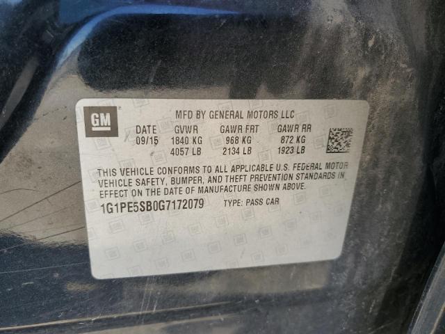 1G1PE5SB0G7172079 - 2016 CHEVROLET CRUZE LIMI BLACK photo 10