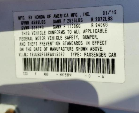 19UUB2F56FA015097 - 2015 ACURA TLX TECH WHITE photo 10