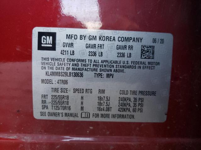 KL4MMBS29LB130636 - 2020 BUICK ENCORE GX RED photo 10