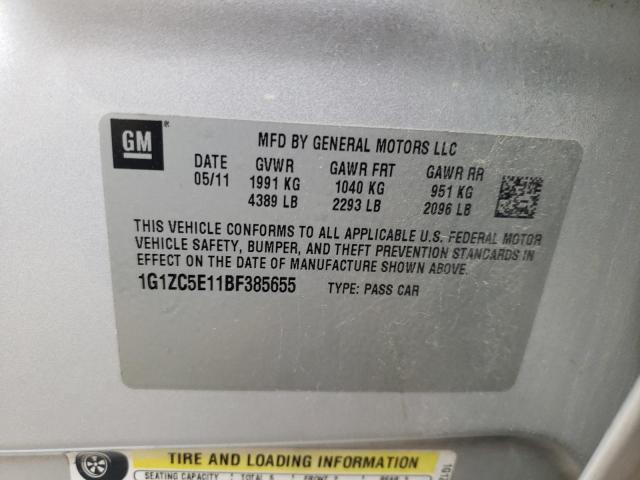 1G1ZC5E11BF385655 - 2011 CHEVROLET MALIBU 1LT 银色 照片 10