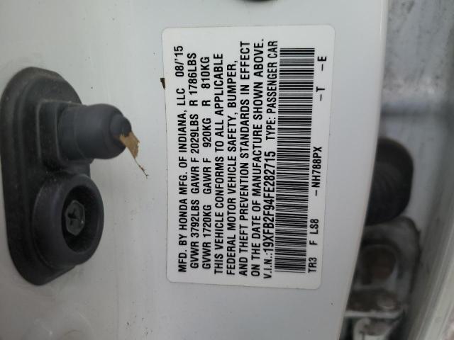 19XFB2F94FE282715 - 2015 HONDA CIVIC EXL Ağ foto 10