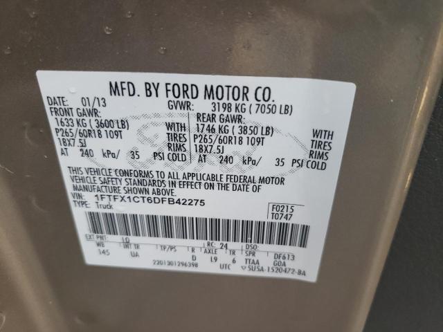 1FTFX1CT6DFB42275 - 2013 FORD F150 SUPER TAN photo 10