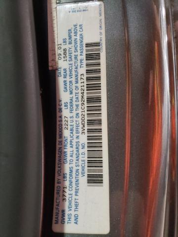 3VWDD21C92M421173 - 2002 VOLKSWAGEN NEW BEETLE 灰色 照片 10