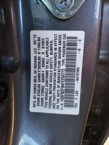 19XFB2F94FE255773 - 2015 HONDA CIVIC EXL Boz foto 10