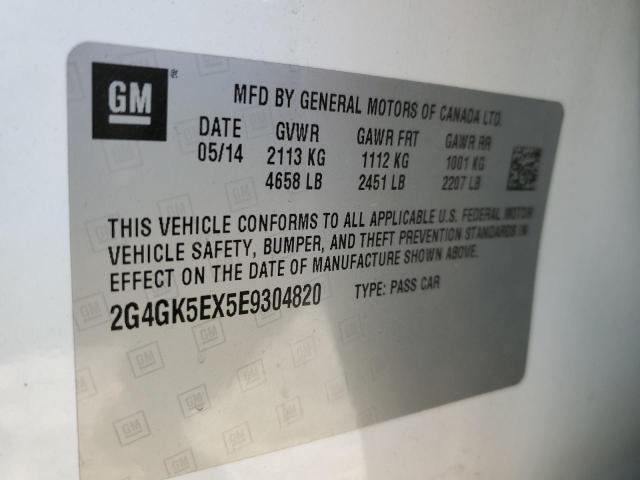 2G4GK5EX5E9304820 - 2014 BUICK REGAL WHITE photo 10