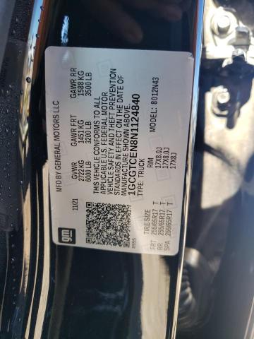 1GCGTCEN8N1124840 - 2022 CHEVROLET COLORADO L BLACK photo 10