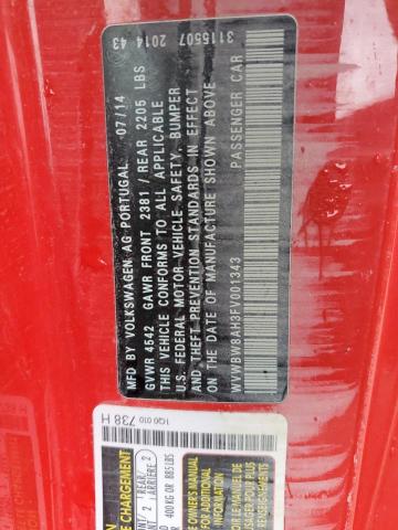 WVWBW8AH3FV001343 - 2015 VOLKSWAGEN EOS KOMFOR 红色 照片 10