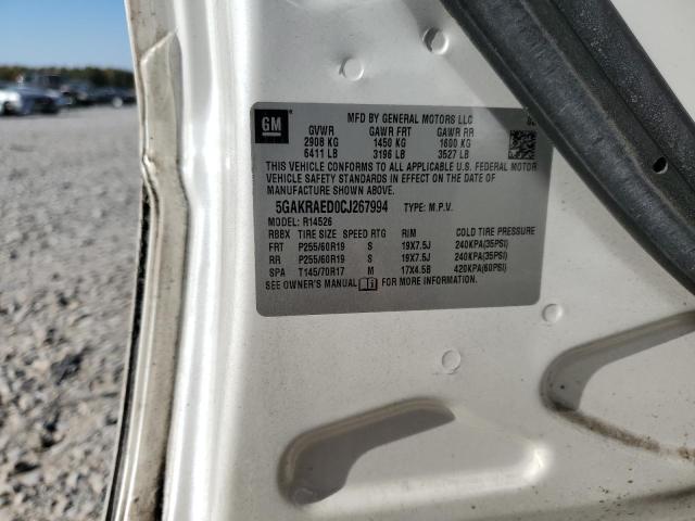 5GAKRAED0CJ267994 - 2012 BUICK ENCLAVE თეთრი ფოტო 10