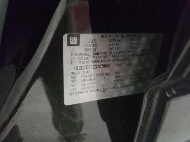 1GCGTCE37G1279641 - 2016 CHEVROLET COLORADO L BLACK photo 10