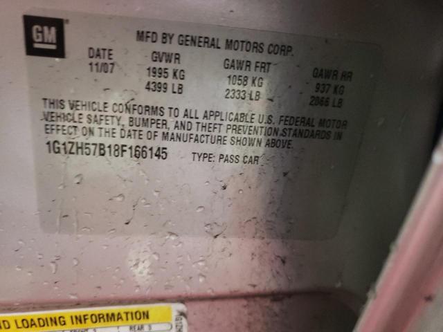 1G1ZH57B18F166145 - 2008 CHEVROLET MALIBU 1LT ვერცხლისფერი ფოტო 10