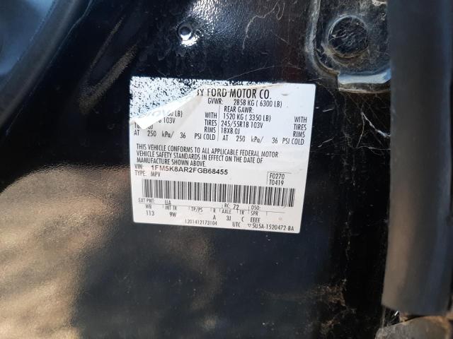 1FM5K8AR2FGB68455 - 2015 FORD EXPLORER P TWO TONE photo 10