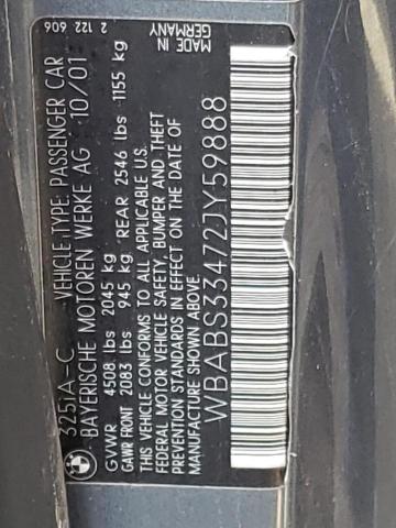 WBABS33472JY59888 - 2003 BMW 3 SERIES GRAY photo 10
