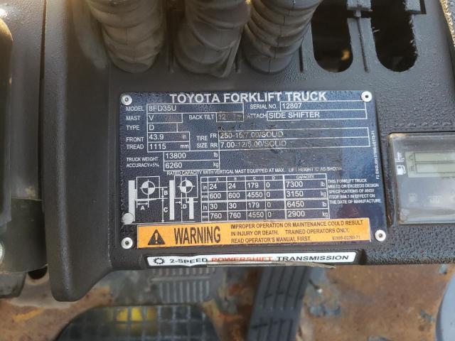 12807 - 2019 TOYOTA FORKLIFT ORANGE photo 10