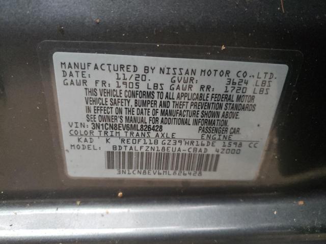 3N1CN8EV6ML826428 - 2021 NISSAN VERSA SV GRAY photo 12